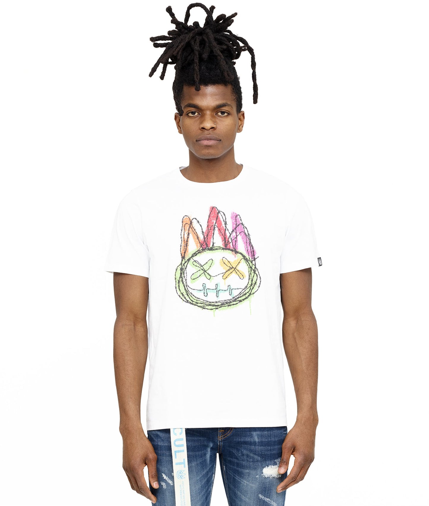 S/S CREW T "BARBED WIRE SHIMUCHAN" IN WHITE