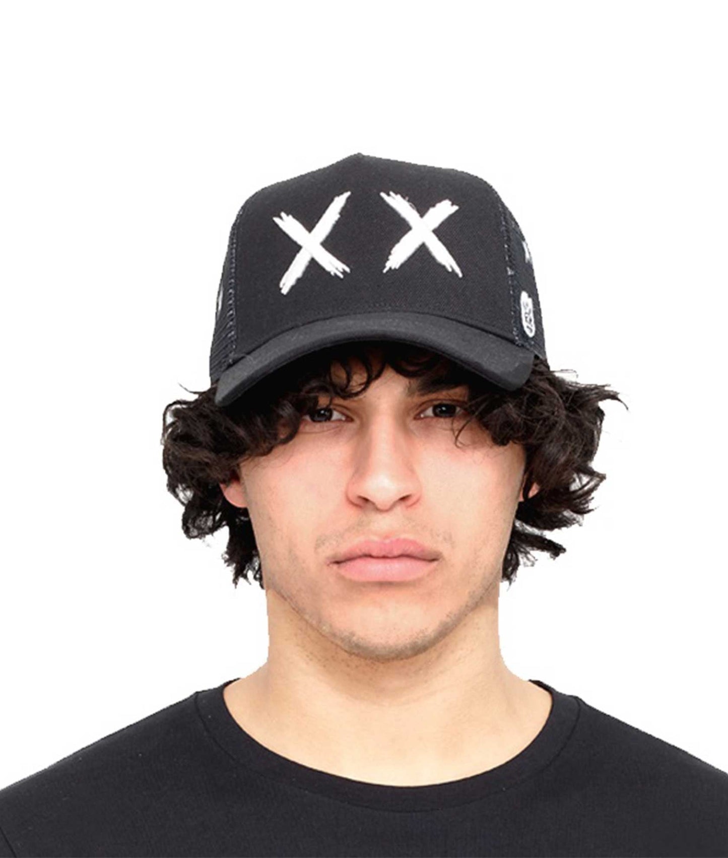 MESH BACK TRUCKER CURVED VISOR XX W/STAR BLACK CROWN, BLACK