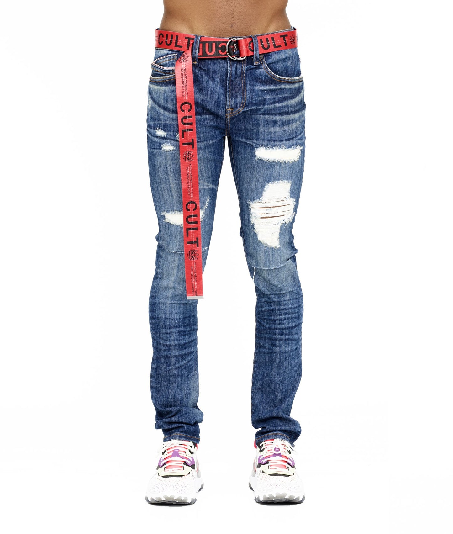 Cult of Individuality PUNK SUPER SKINNY JEANS BELTED IN ABYSS – Cult of Individuality