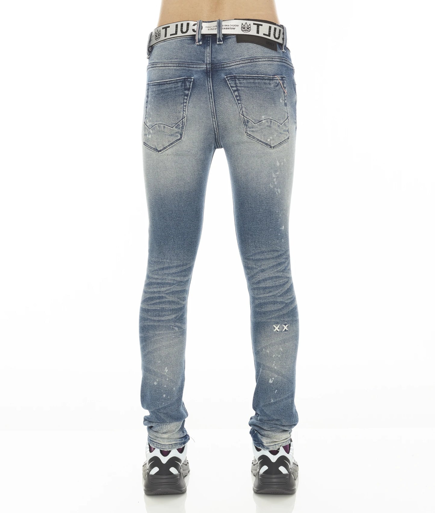 PUNK SUPER SKINNY STRETCH W/ WHITE BELT IN BASIL
