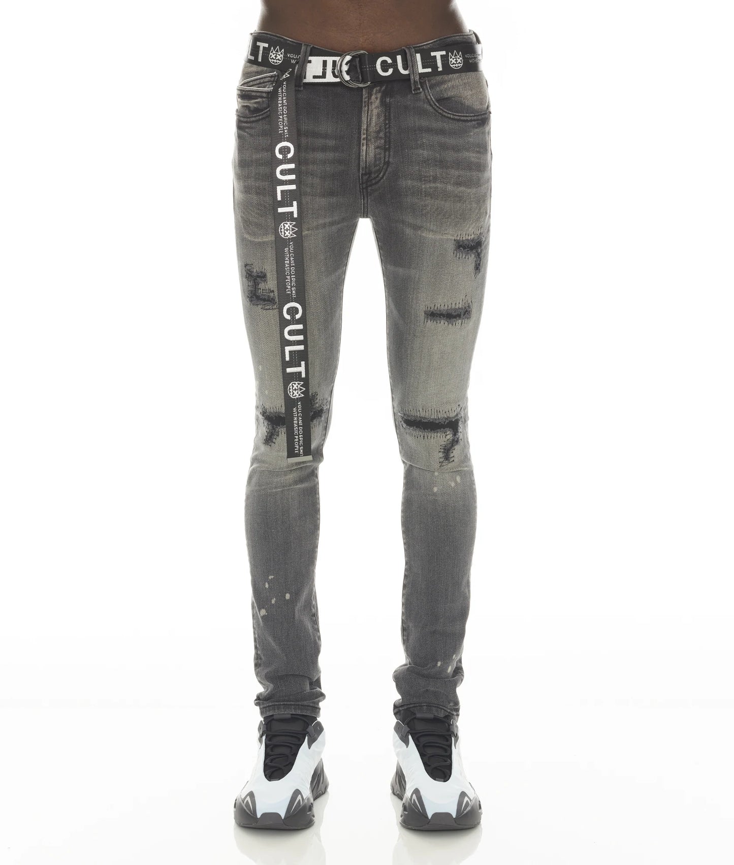 PUNK SUPER SKINNY STRETCH W/ WHITE BELT IN CANTEEN