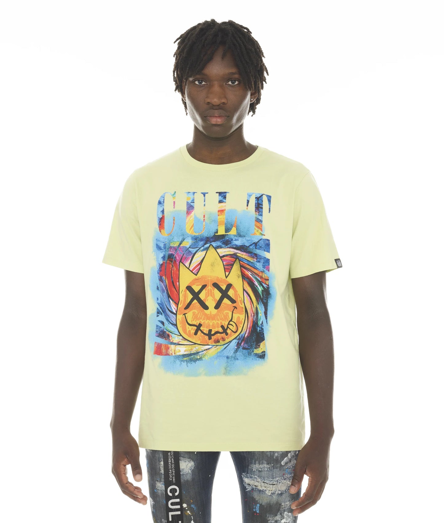 T-SHIRT SHORT SLEEVE CREW NECK TEE"ACID TRIP LOGO" IN CITRON