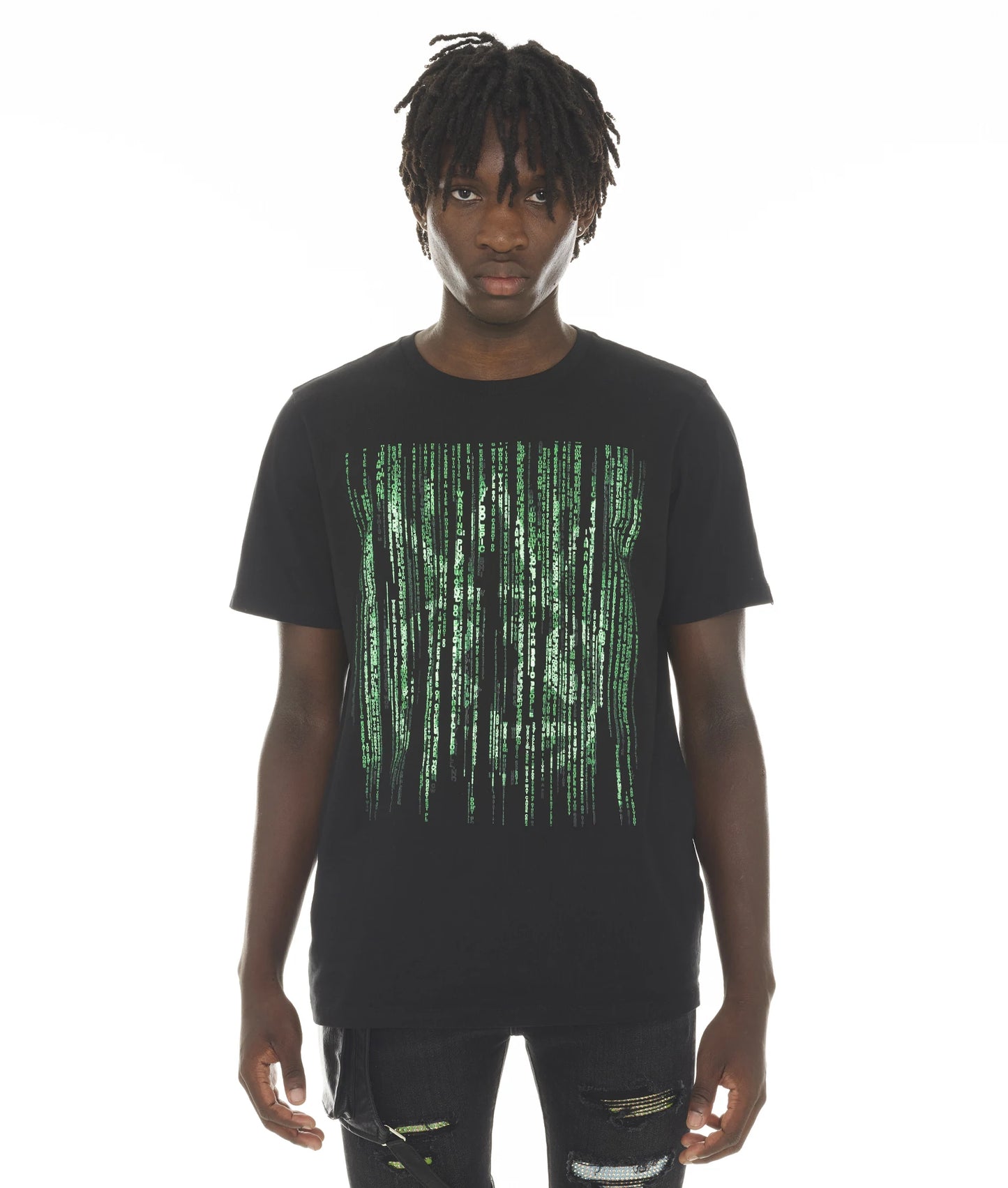 CAMISETA MANGA CORTA CUELLO REDONDO "MATRIX" EN NEGRO 