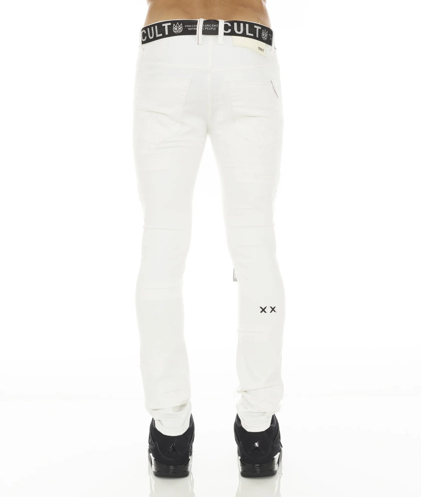 PUNK SUPER SKINNY STRETCH /w CINTURÓN EN GRUNDGE BLANCO 