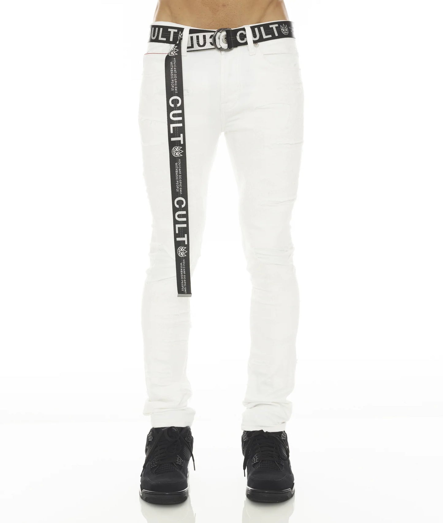 PUNK SUPER SKINNY STRETCH /w CINTURÓN EN GRUNDGE BLANCO 