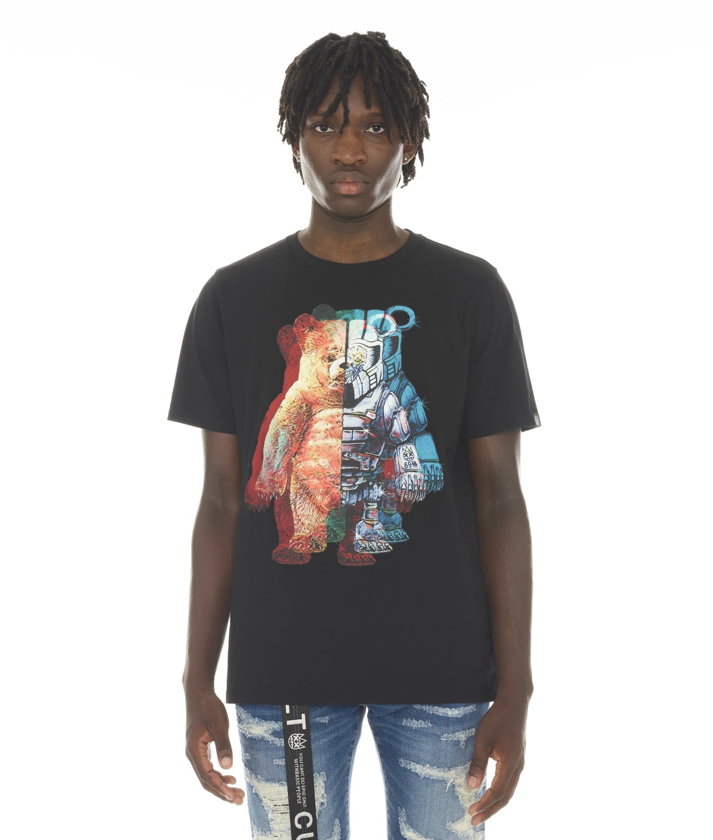 SHORT SLEEVE CREW NECK TEE"BEAR CYBORG" IN BLACK