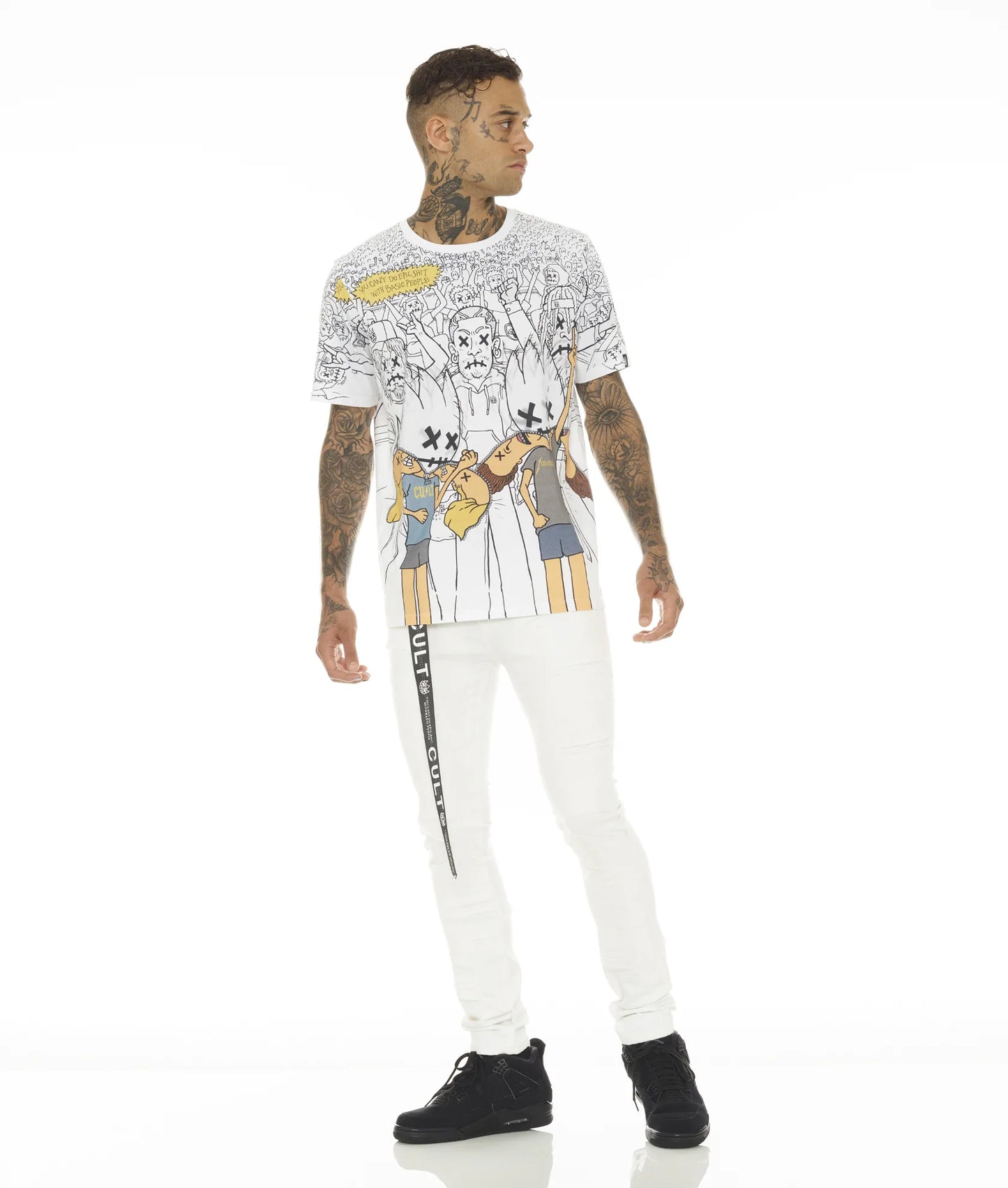 PUNK SUPER SKINNY STRETCH /w CINTURÓN EN GRUNDGE BLANCO 
