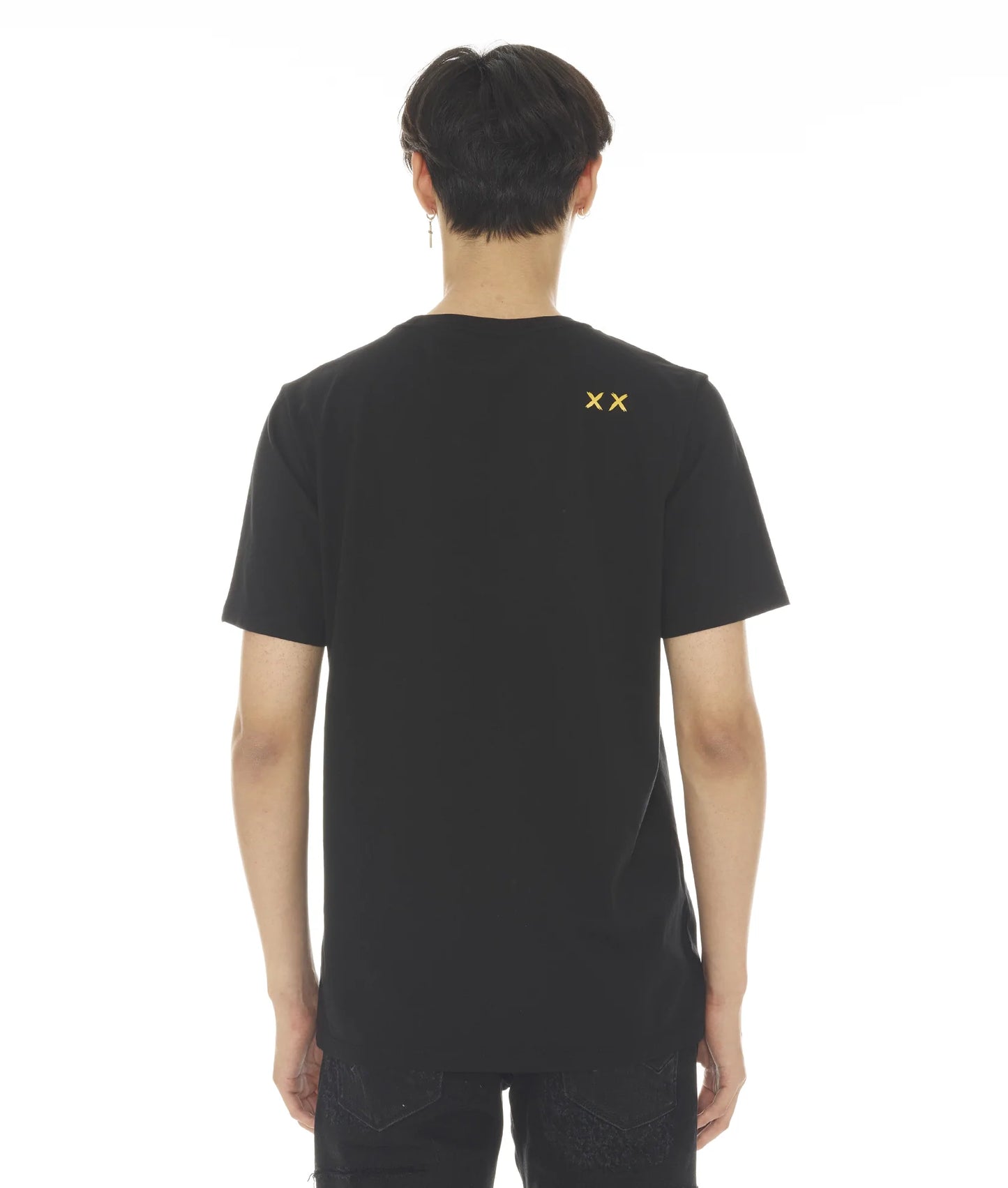 CAMISETA DE MANGA CORTA CON CUELLO REDONDO "GET OUT" EN NEGRO 