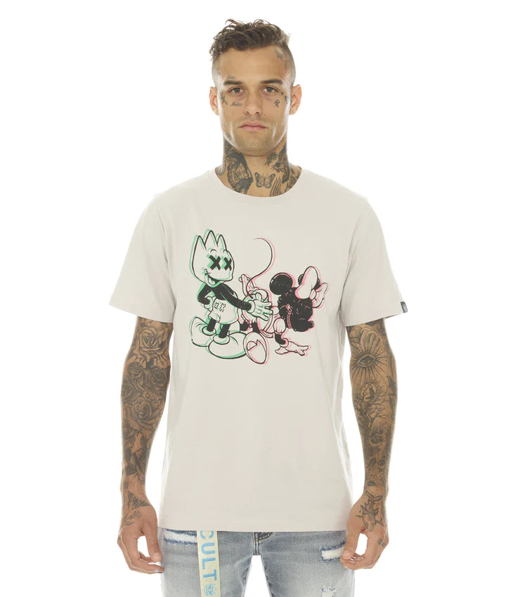 SHORT SLEEVE CREW NECK TEE "BAD BOY MICK"' IN SILVER GREY