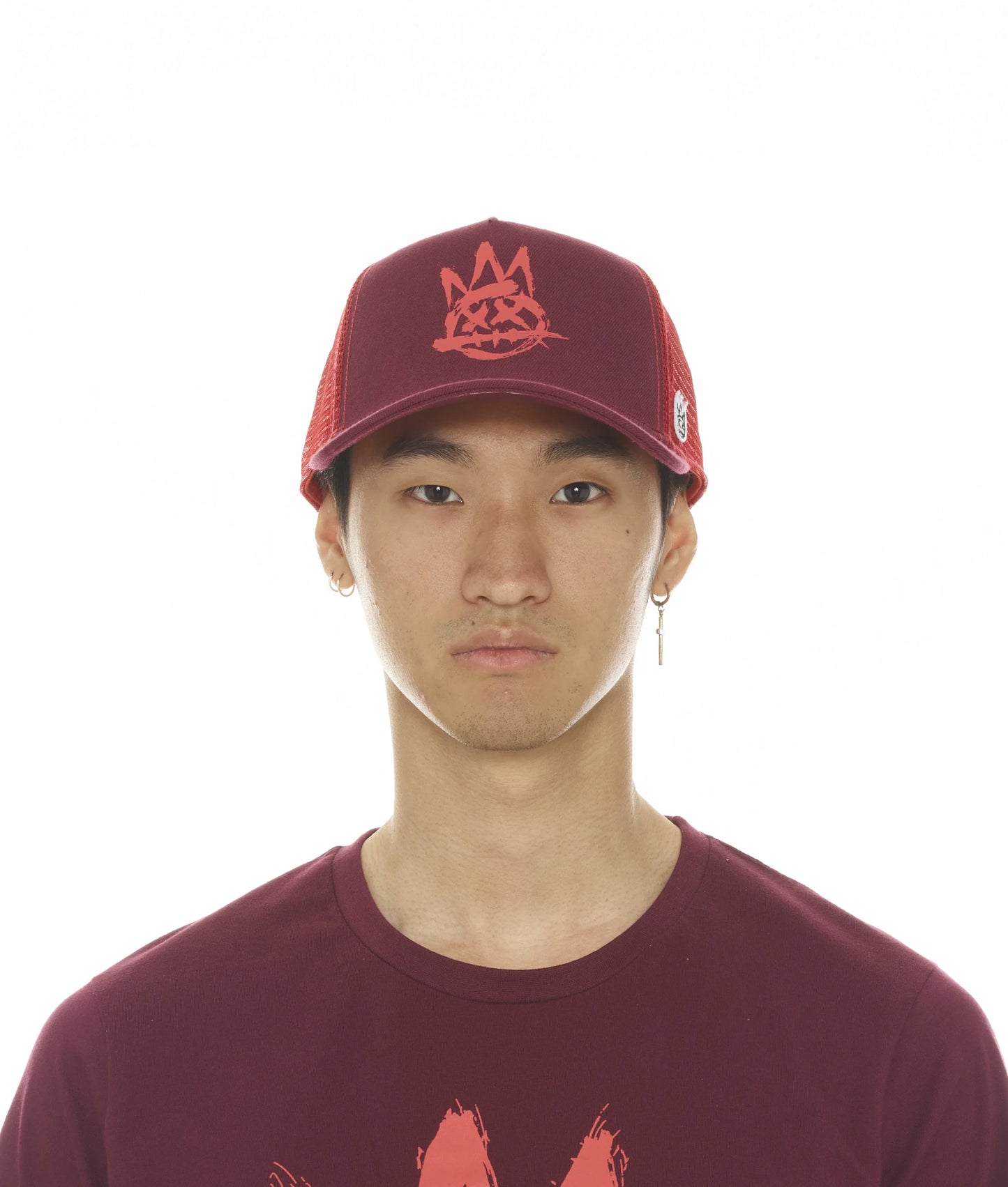 TRUCKER BRUSHED LOGO MESH BACK W/ BEET RED CROWN IN BEET RED