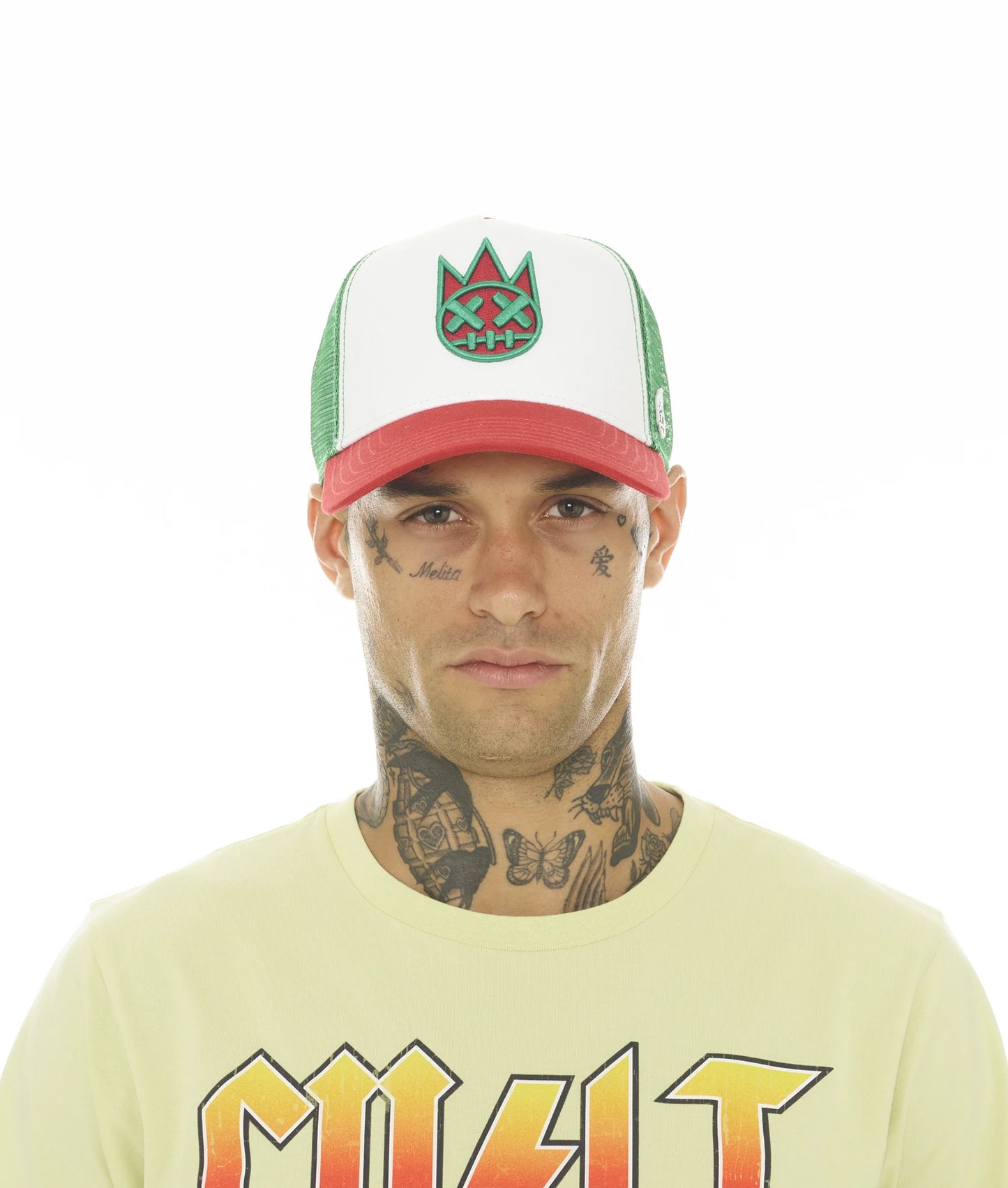 TRUCK CLEAN LOGO MESH BACK WHITE CROWN/RED/KELLY IN WHITE