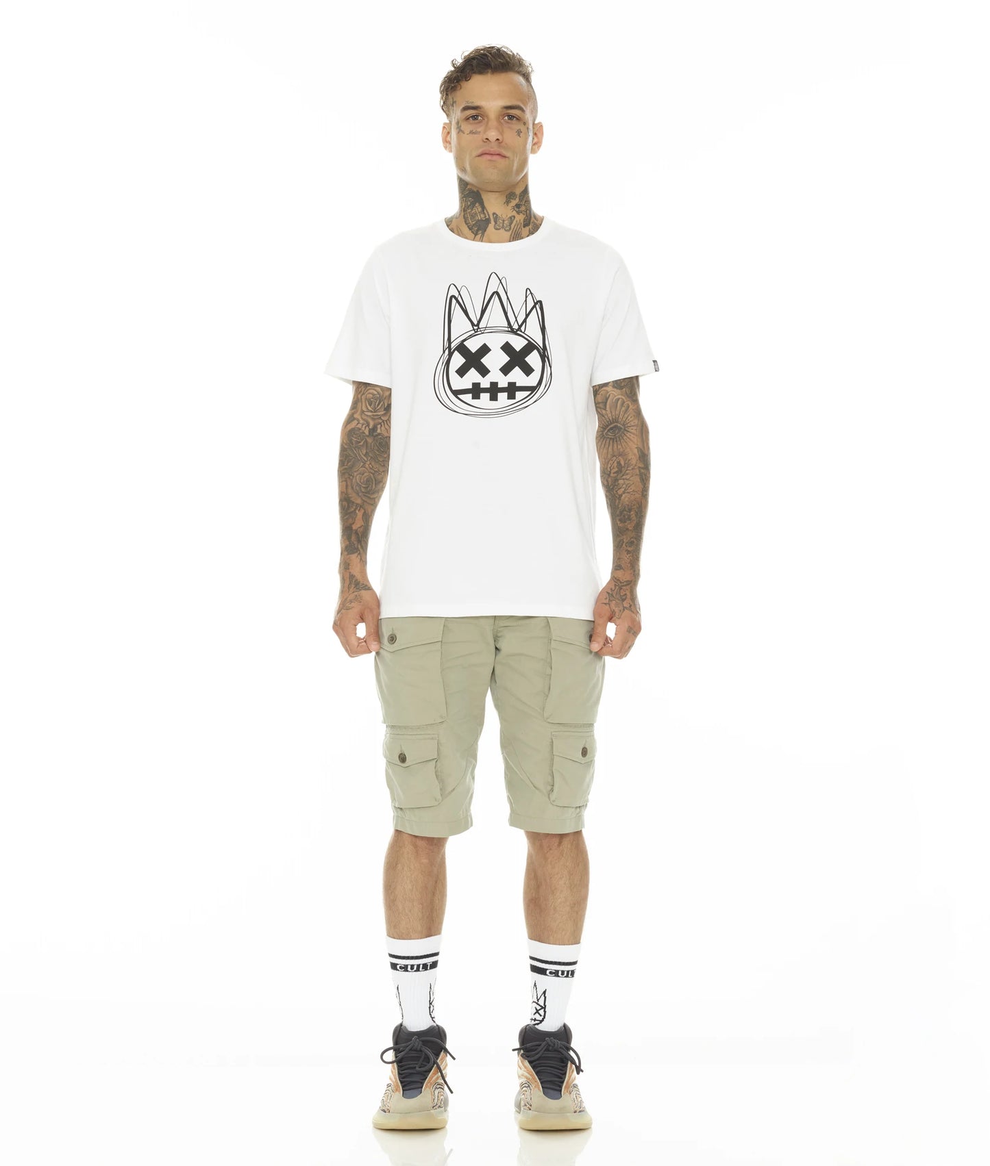 T-SHIRT BRUSHED SHIMUCHAN LOGO SHORT SLEEVE CREW NECK TEE IN WHITE