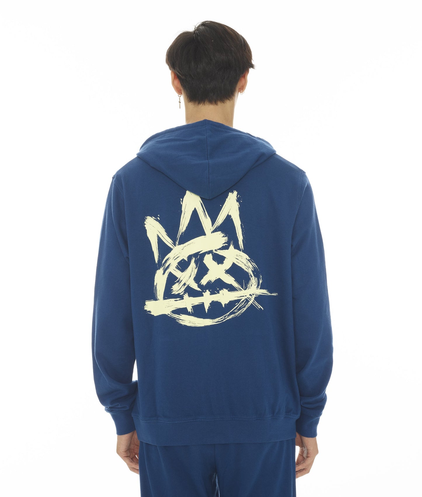 FRENCH TERRY ZIP HOODED SWEATSHIRT IN COBALT