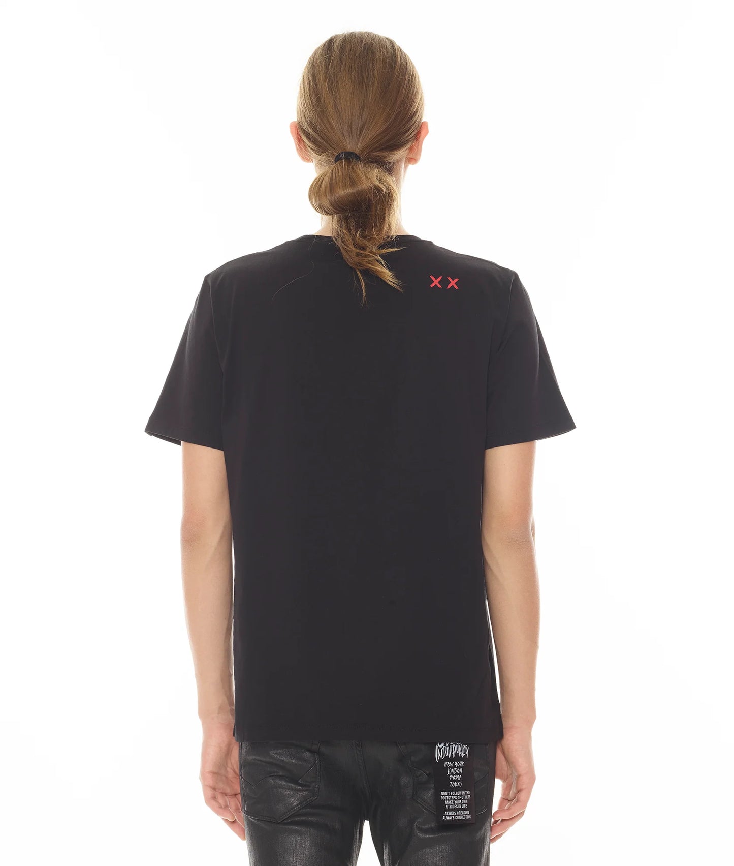 SHORT SLEEVE CREW NECK TEE "CULT" IN BLACK