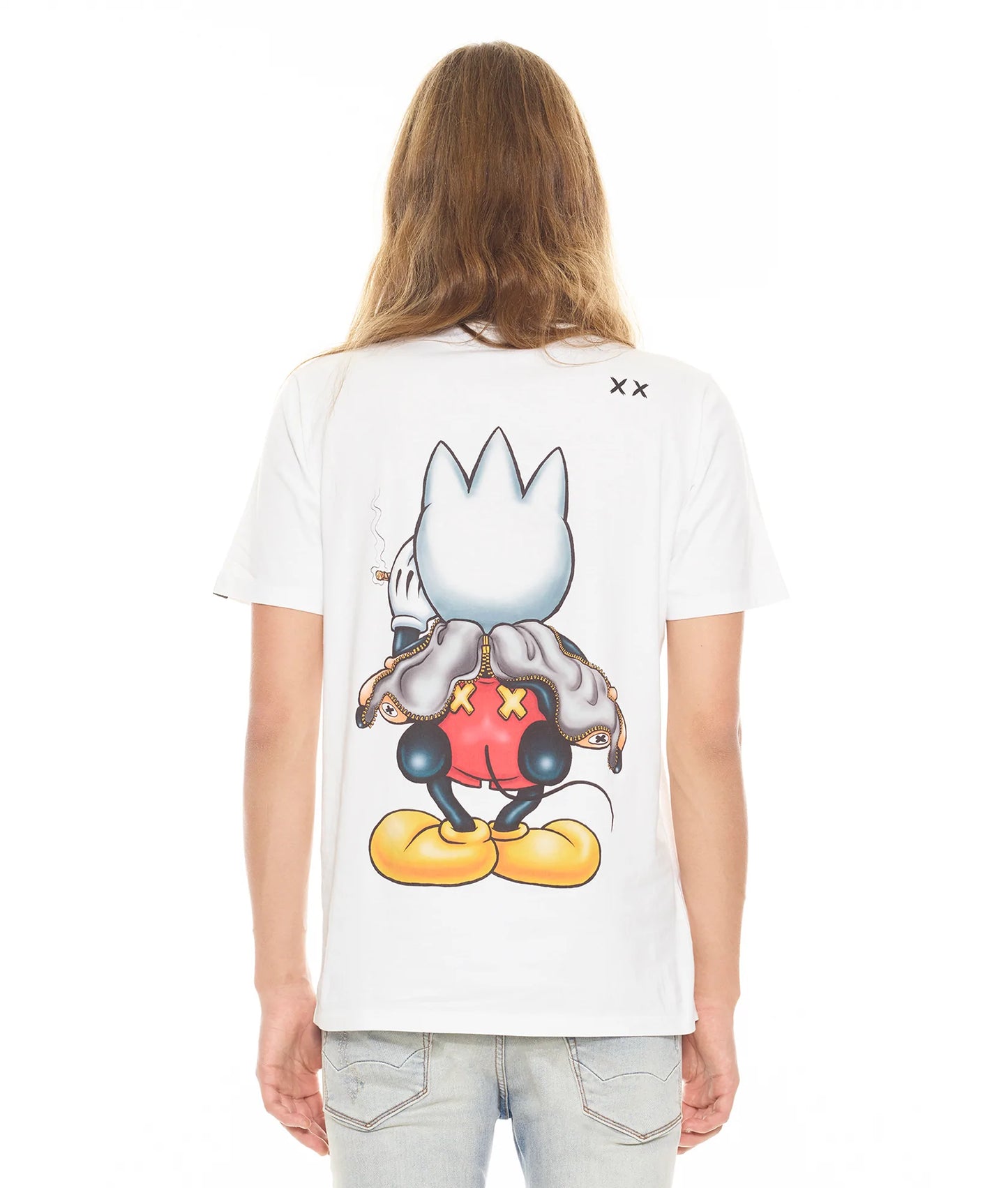 CAMISETA MANGA CORTA CUELLO REDONDO "SMOKING SHIMUCHAN" EN BLANCO 