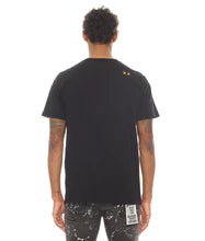 CAMISETA MANGA CORTA CUELLO REDONDO "RUBBER VAIN" EN NEGRO 