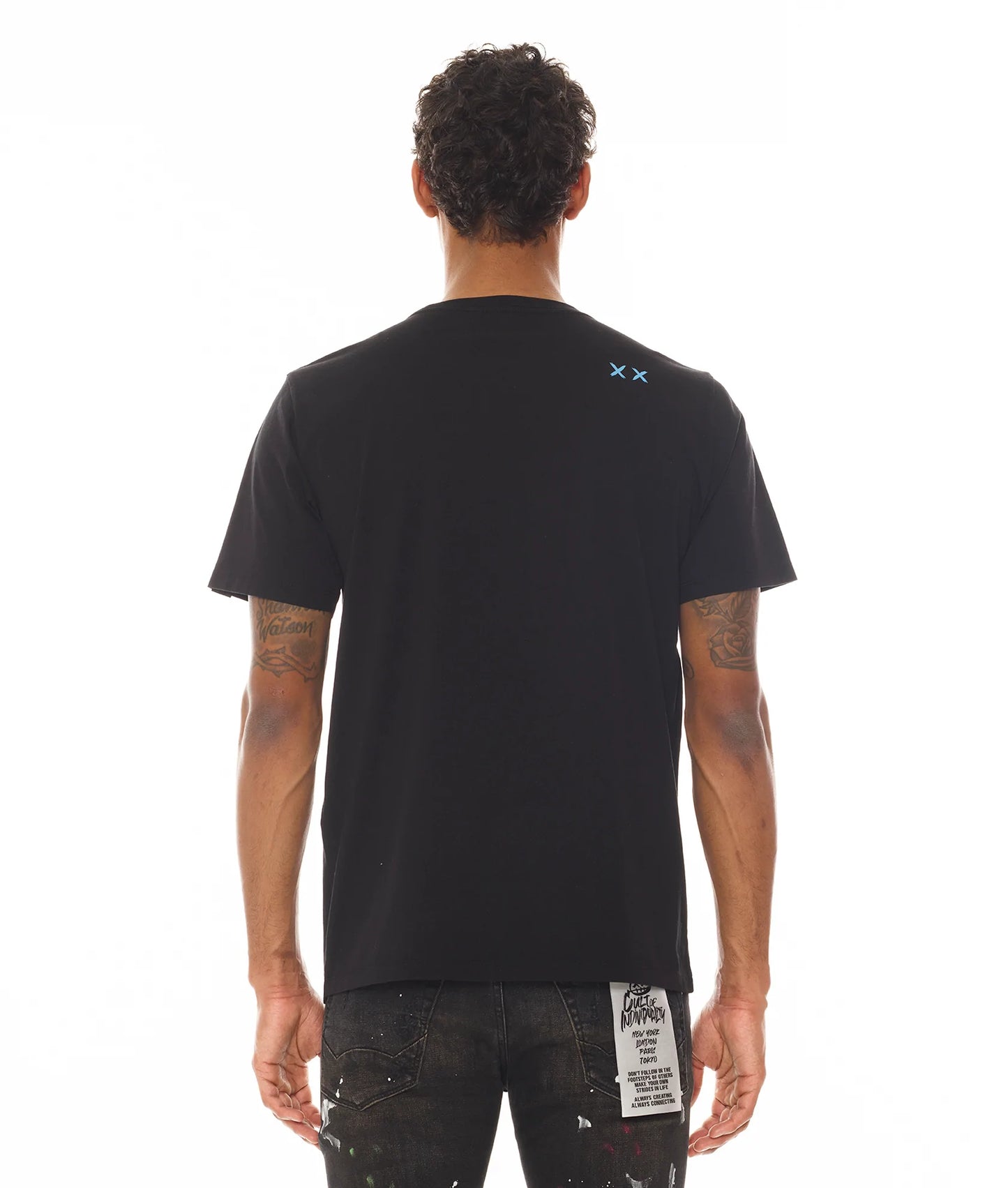 SHORT SLEEVE CREW NECK TEE "ACID TRIP LOGO" IN BLACK