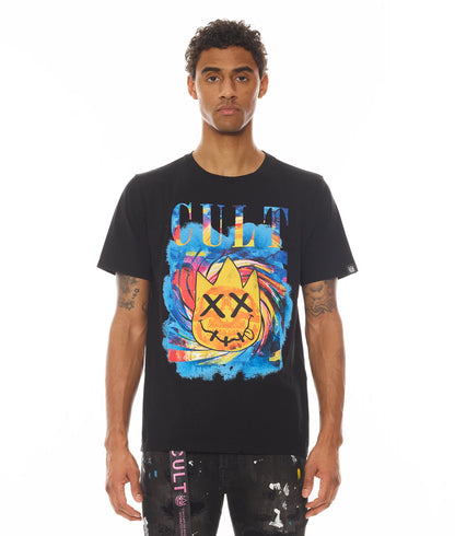 SHORT SLEEVE CREW NECK TEE "ACID TRIP LOGO" IN BLACK