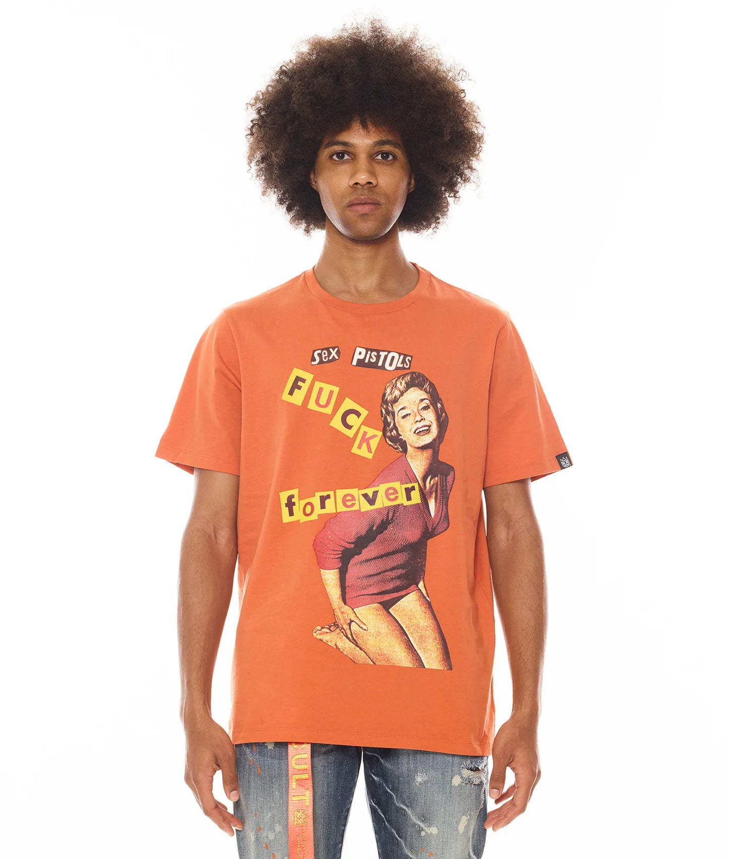 SHORT SLEEVE CREW NECK TEE "F**K FOREVER" "SEX PISTOLS" IN ARABESQUE