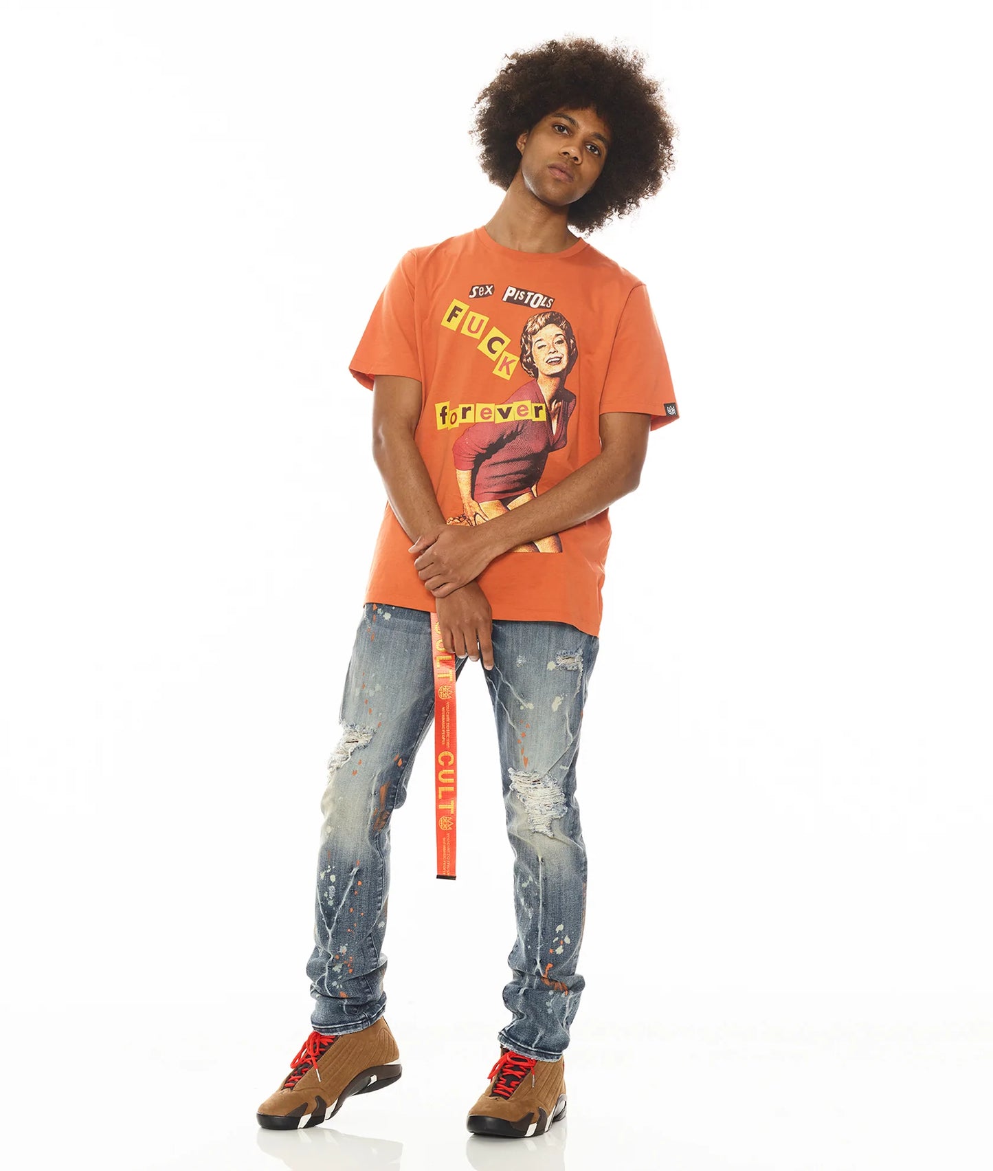 SHORT SLEEVE CREW NECK TEE "F**K FOREVER" "SEX PISTOLS" IN ARABESQUE