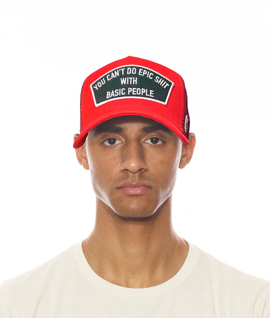 EPIC SHIT MESH BACK TRUCKER CURVED VISOR IN RED