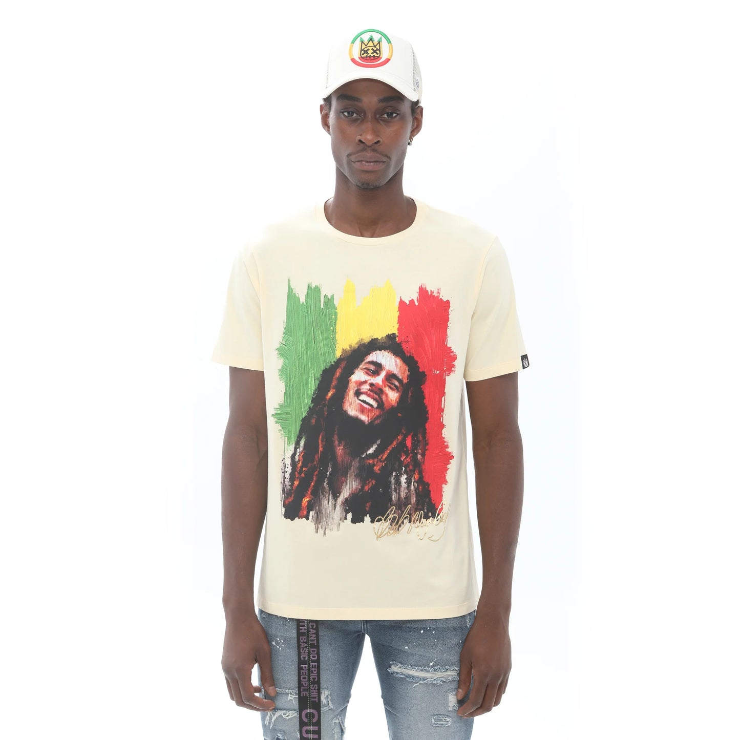 CAMISETA MANGA CORTA CUELLO REDONDO "MARLEY LEGEND" EN BLANCO INVIERNO 
