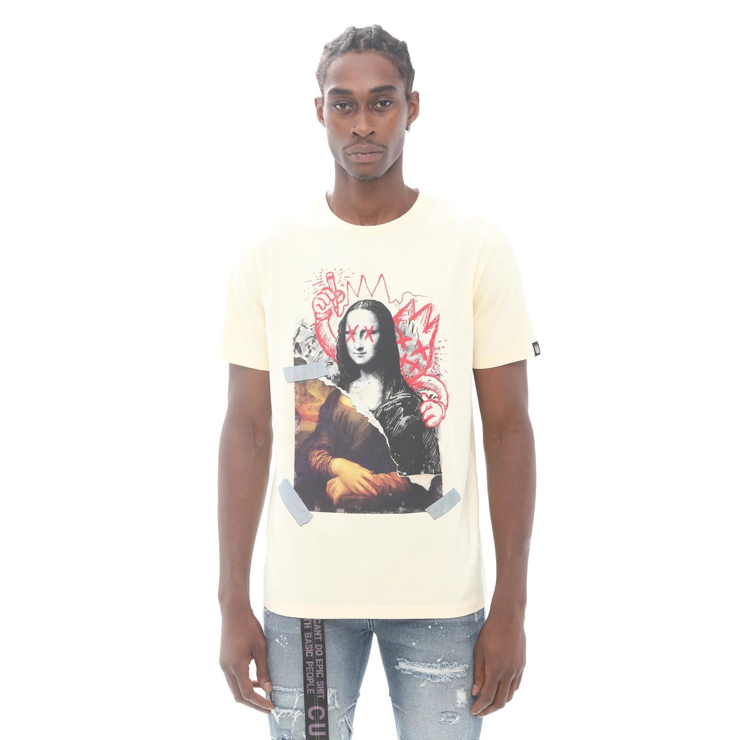 SHORT SLEEVE CREW NECK TEE "SHIMU-LISA" IN CREAM