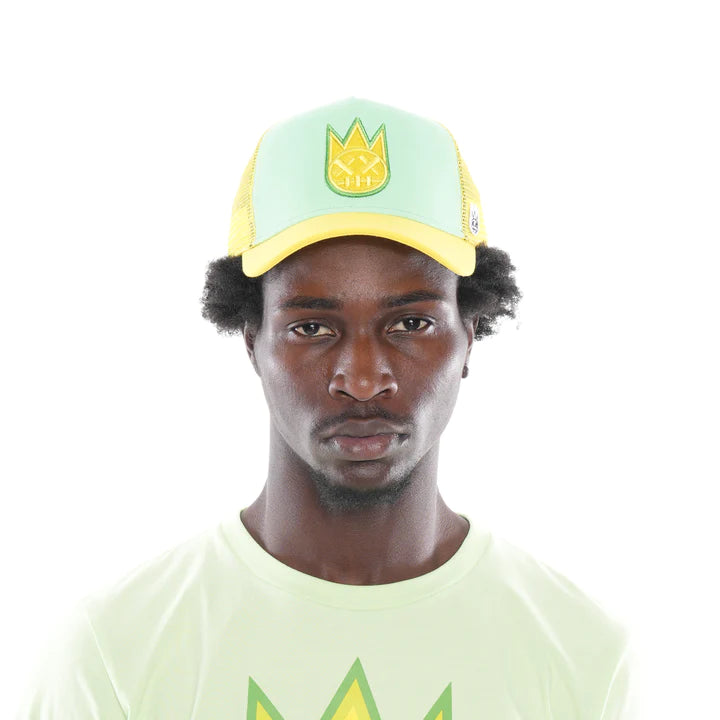 CLEAN LOGO MALLA ESPALDA TRUCKER VISERA CURVADA EN VERDE PATINA 