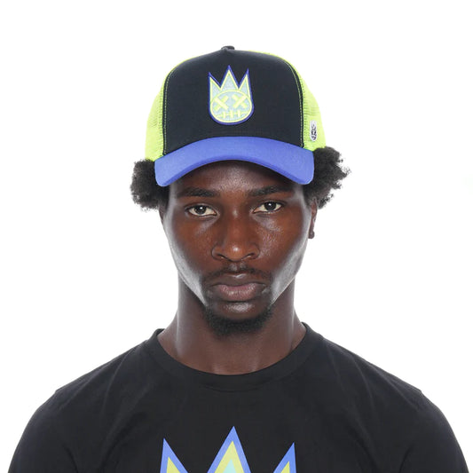 CLEAN LOGO MESH BACK TRUCKER CURVED VISOR IN BLACK