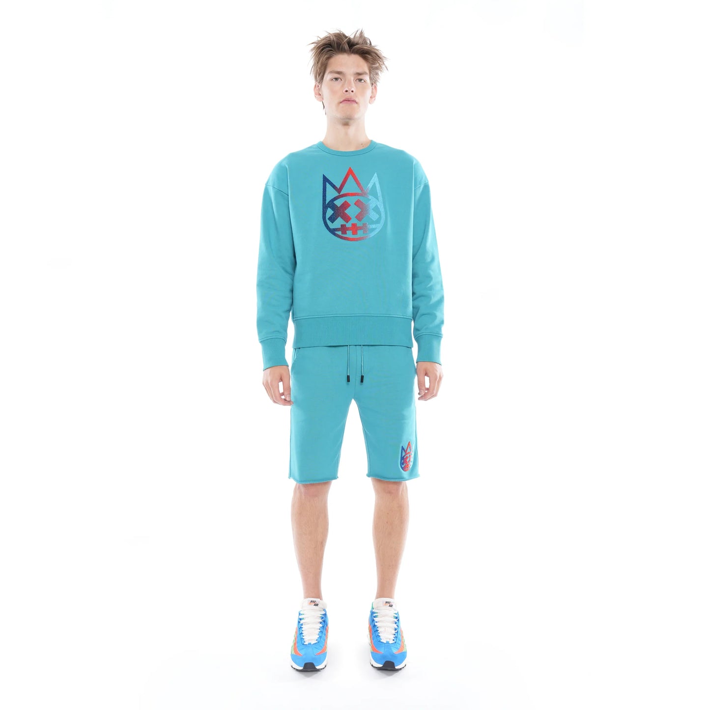 CREW NECK FLEECE IN TILE BLUE