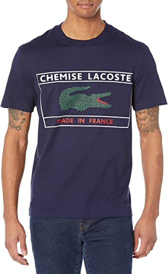 Lacoste - Camiseta de manga corta para hombre con sello fabricado en Francia 