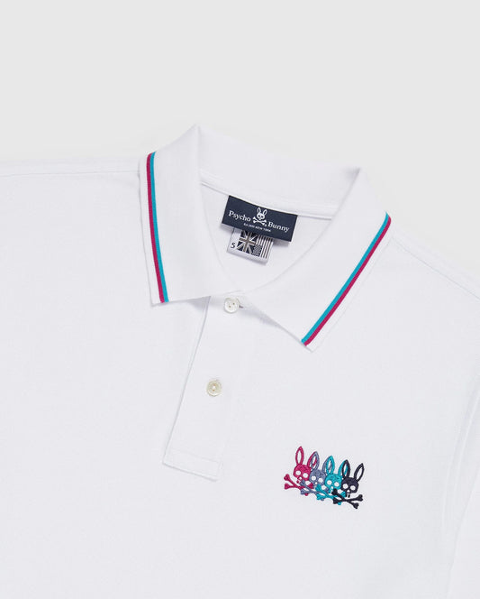 Mens Lafayette Embroidered Stripe Collar Polo