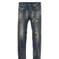PURPLE-BRAND BANDANA PATCH PRINT INDIGO P001 LOW RISE SKINNY