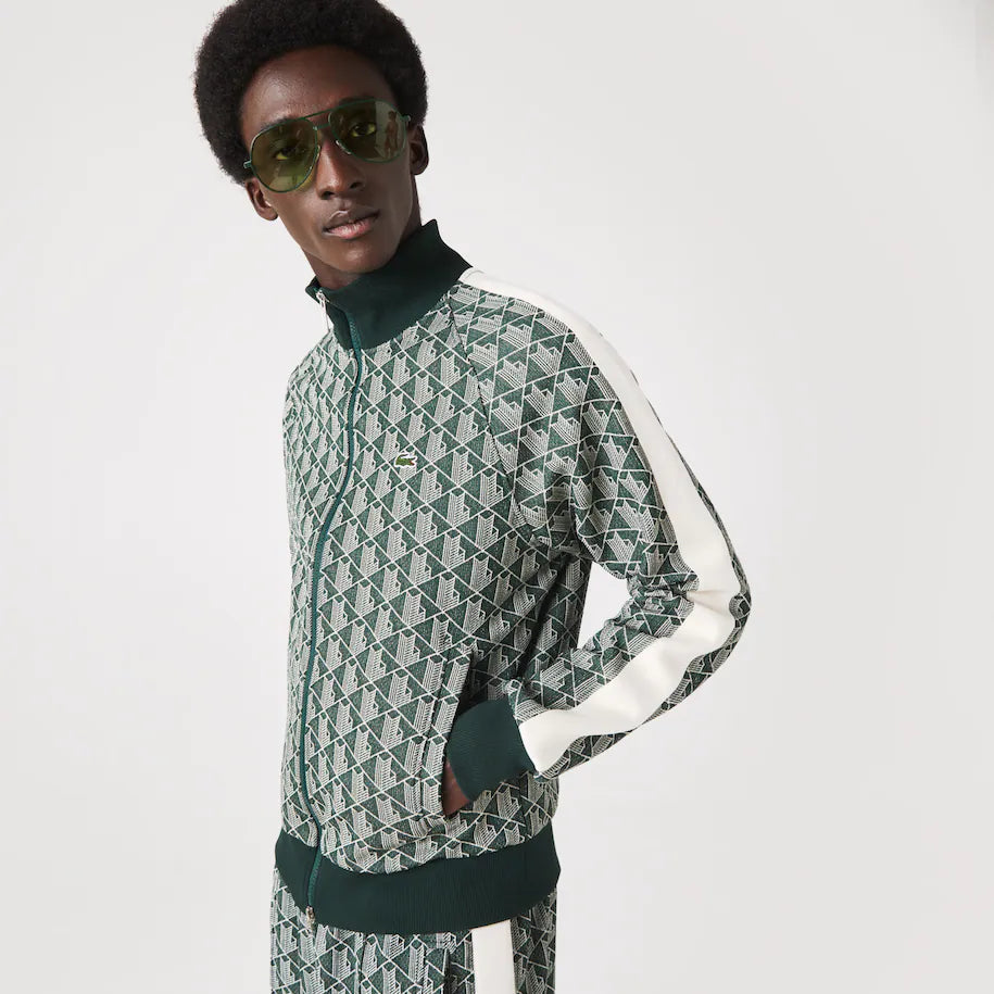 Men's Regular Fit Monogram Print Zip Sweatshir