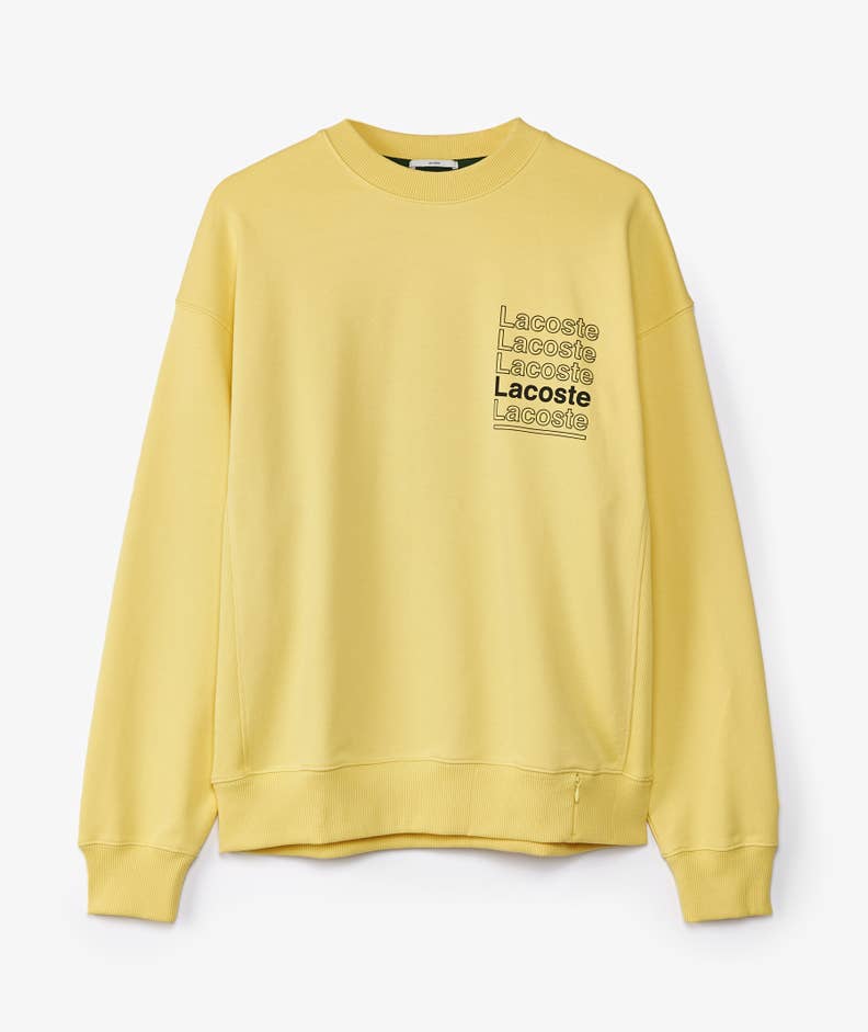 LACOSTE Men’s LIVE Loose Fit Crew Neck Print Fleece Sweatshirt