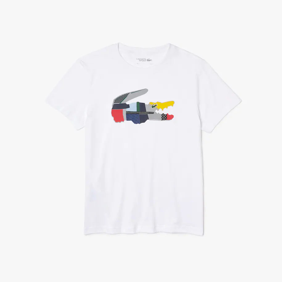 Camiseta de hombre Lacoste SPORT en algodón patchwork con estampado de cocodrilo 