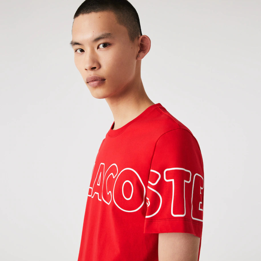 Camiseta de hombre en algodón jaspeado con cuello redondo y la marca Heritage 