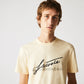 Camiseta De Hombre En Algodón De Cuello Redondo Con Estampado De Cocodrilo Y Firma 