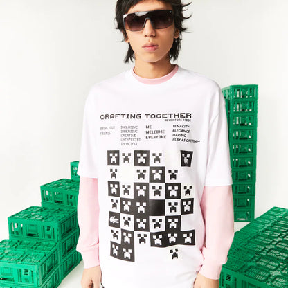 Men's Lacoste L!VE Collab Minecraft Loose Fit Organic Cotton T-Shirt