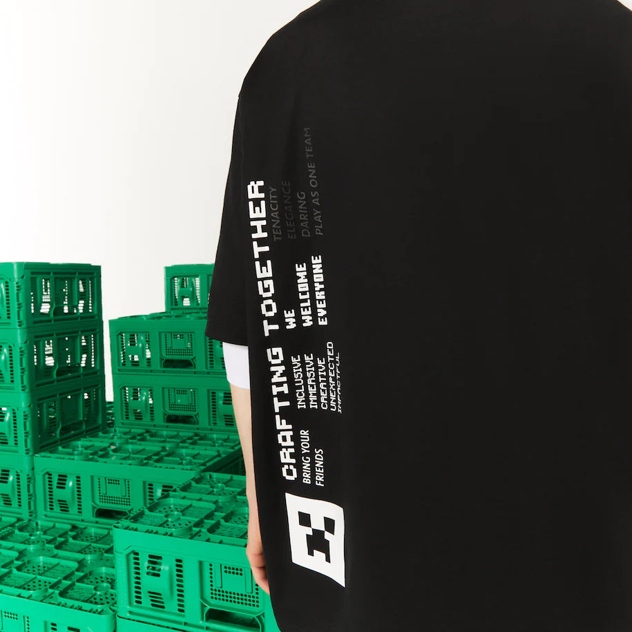 Camiseta de hombre Lacoste LIVE Collab Minecraft Loose Fit en algodón orgánico 