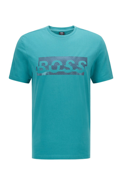 STRETCH-COTTON T-SHIRT WITH NEW-SEASON LOGO ARTWORK