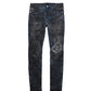 PURPLE-BRAND ENCERADO MECÁNICO INDIGO BLOWOUT P001 LOW RISE SKINNY