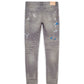 P001 Low Rise Skinny Jean Grey Dirty Destroy